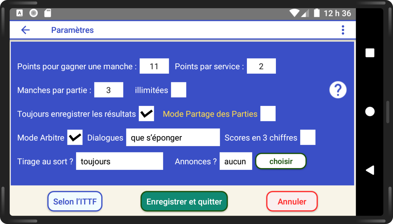 Paramètres de personnalisation de SmartScorer